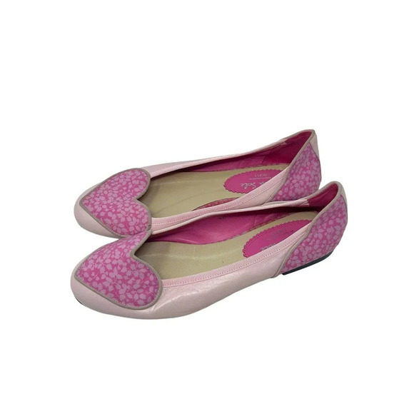 French Sole for Liberty‎ Of London Love Heart Pink Leather Flats Size 40 9.5 - Picture 3 of 9